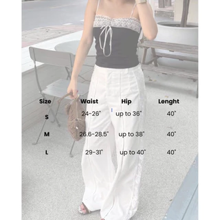 creamy mood pants กางเกงฉลุลูกไม้