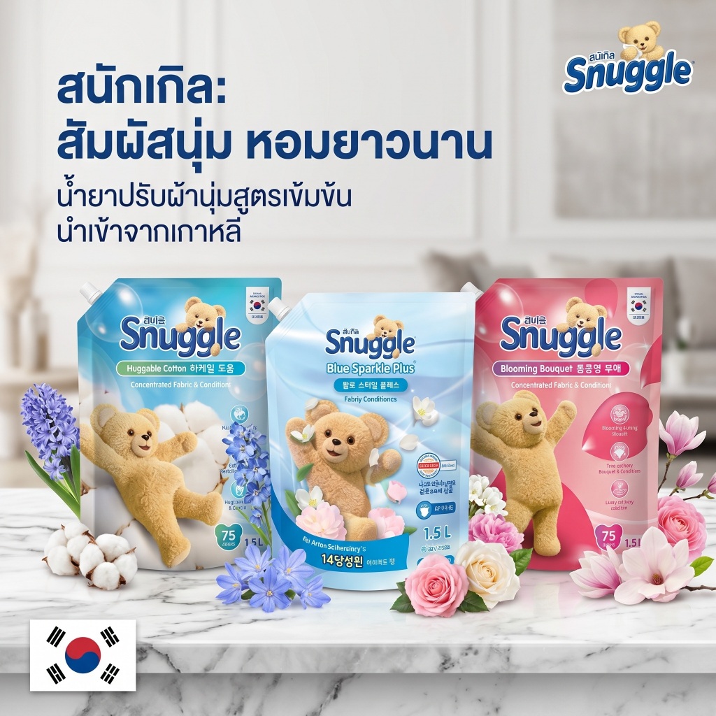 Snuggle น้ำยาปรับผ้านุ่มเข้มข้นจากเกาหลี Snuggle Concentrated Fabric Softener Refill