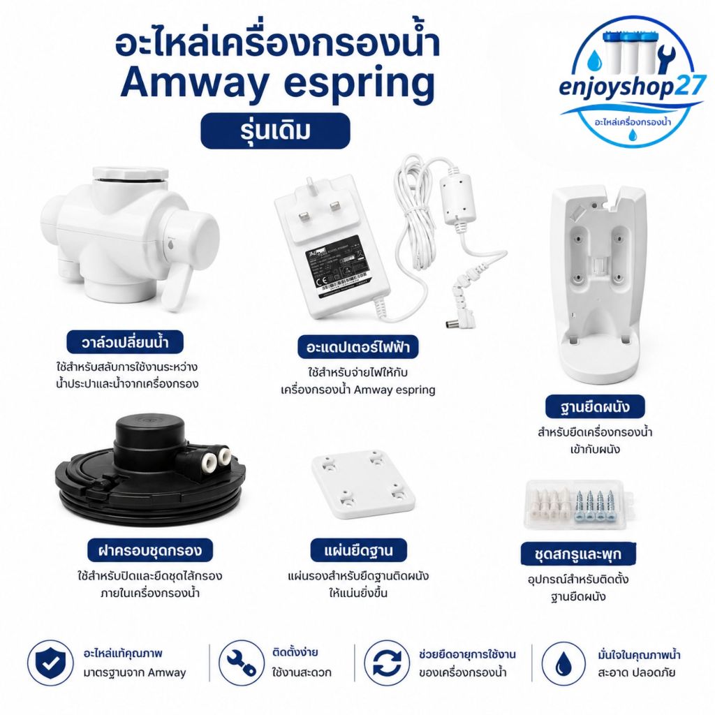 Amway อะไหล่เครื่องกรองน้ำ ข้อต่อสริม e-spring ท่อนำน้ำ สายแท้ espring แอมเวย์สินค้าแท้จากช็อปไทย