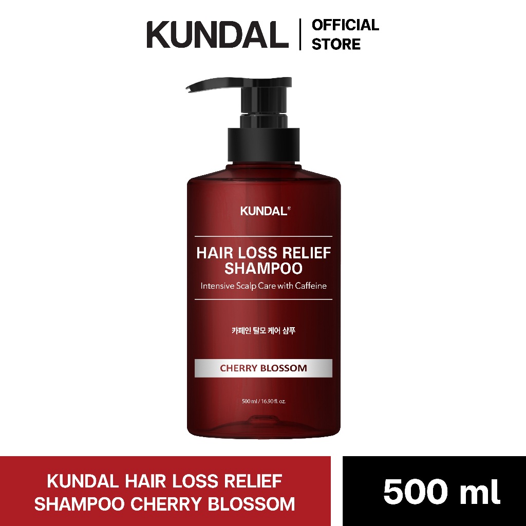KUNDAL HAIR LOSS RELIEF SHAMPOO CHERRY BLOSSOM คุนดัล แฮร์ ลอส รีลีฟ แชมพู เชอร์รี บลอสซัม สูตรลดผมร่วง บำรุงรากผม 500มล