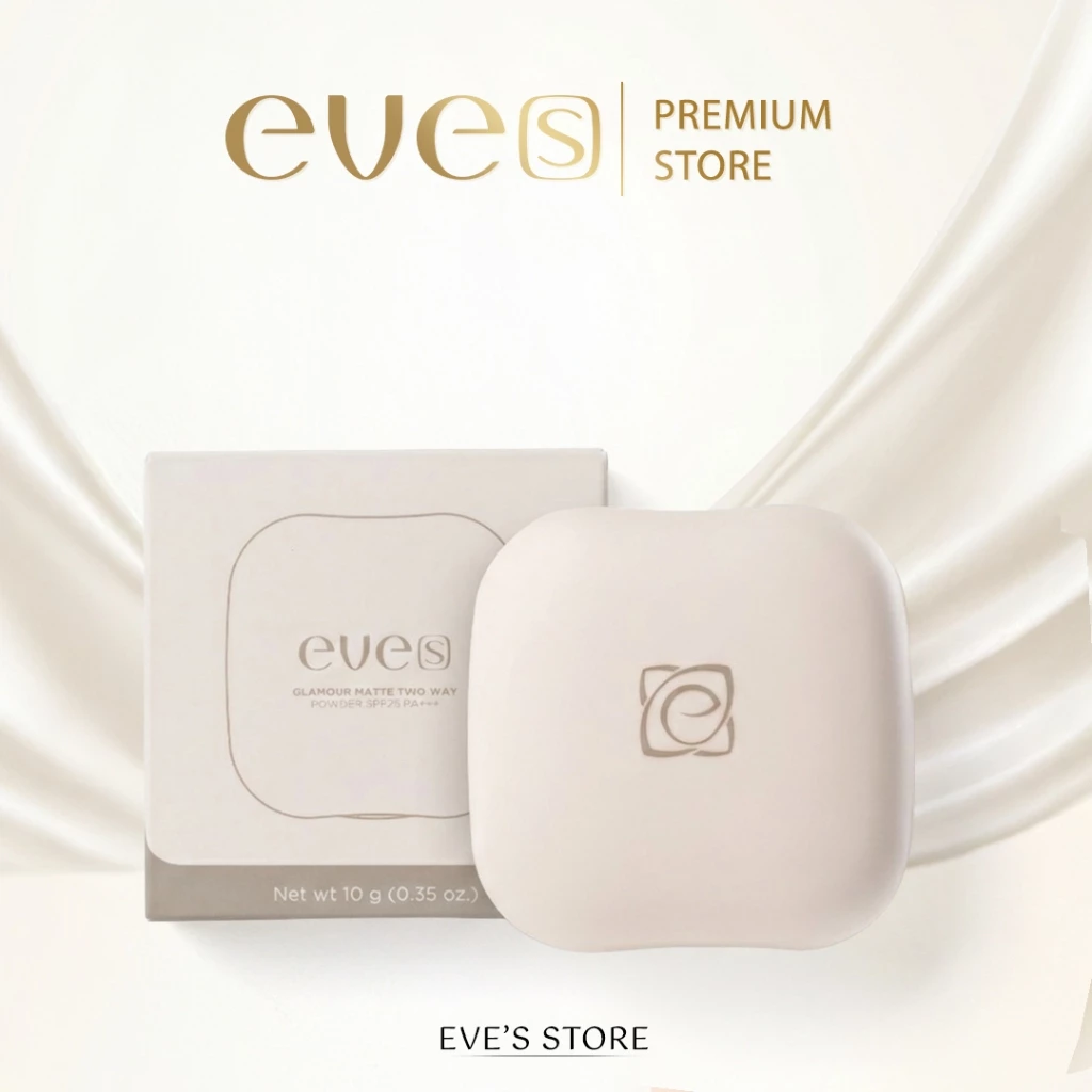 EVE'S อีฟส์ แป้งพัฟ คุมมัน กันน้ำ กันเหงื่อ แป้งฝุ่นและแป้งอัดแข็ง GLAMOUR MATTE TWOWAY POWDER SPF25 PA+++