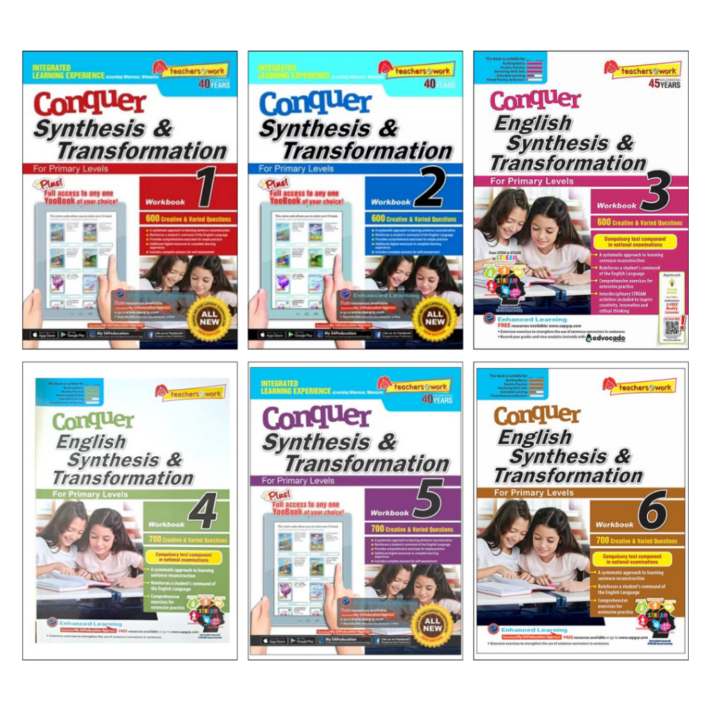 SAP_Conquer English Synthesis & Transformation Workbook 1-6 แบบฝึกหัดภาษาอังกฤษ Grammar Writing ประถม