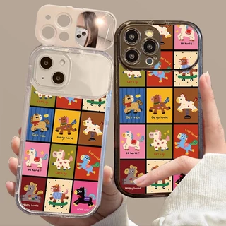 สำหรับ iPhone 11 15 14 13 12 Pro MAX 7 8 14 Plus XS MAX เคส ผึ้งน้อยทำงานหนัก ลายการ์ตูน ป้องกันการตก เคสโทรศัพท์มือถือ