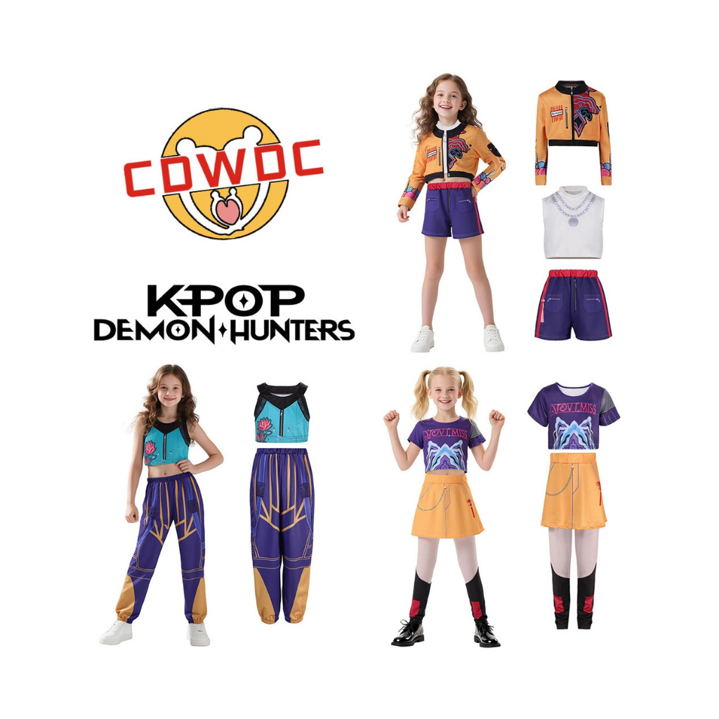 จุดประเทศไทย CDWDC ชุดคอสเพลย์ Kpop Demon Hunters Rumi Zoey Mira Huntrix สำหรับเด็ก วัยรุ่น เด็กหญิง เด็กชาย กลุ่มไอดอล