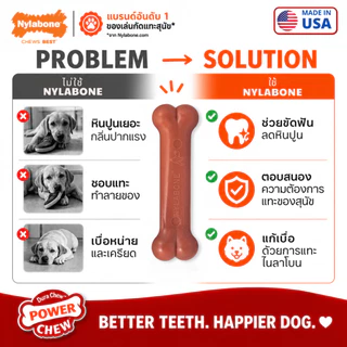 🇺🇸Made in USA🇺🇸 Nylabone Power Chew Original Bone ของเล่นกระดูกแทะขัดฟันสุนัข ทรงกระดูกสุดคลาสสิก
