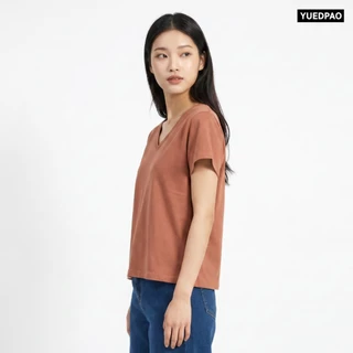 Yuedpao Ultrasoft Non-Iron 2026 (Women) - V Neck เสื้อยืดคอวีผู้หญิง สีพื้น ผ้านุ่ม ใส่สบาย ไม่ต้องรีด Set Lava