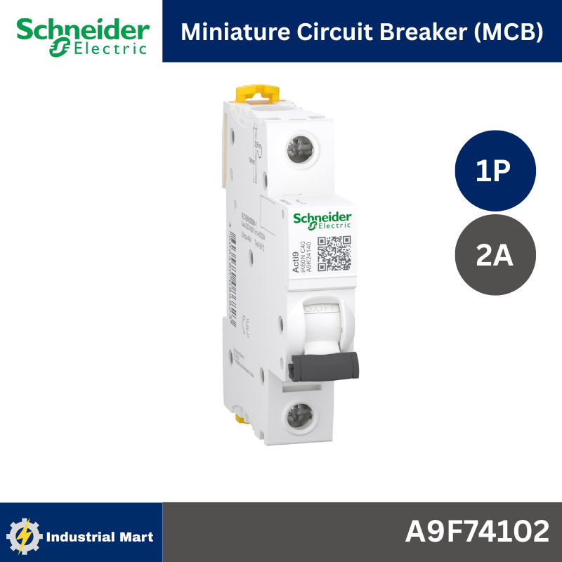 Schneider A9F74102 MCBActi9 iC60N C-Curve,400VAC,1P 2A 10kA