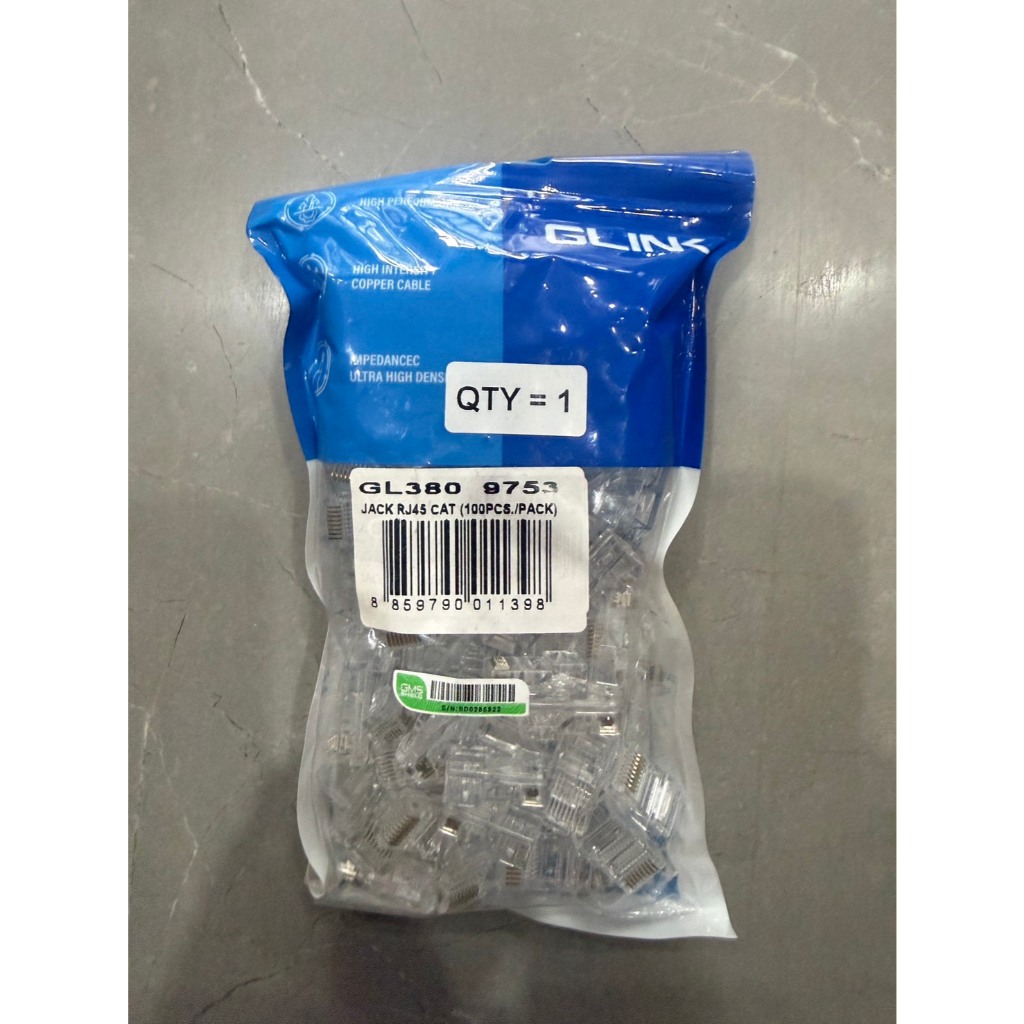 หัวแลน CAT5 Glink GL380 (ถุงละ 100 หัว)