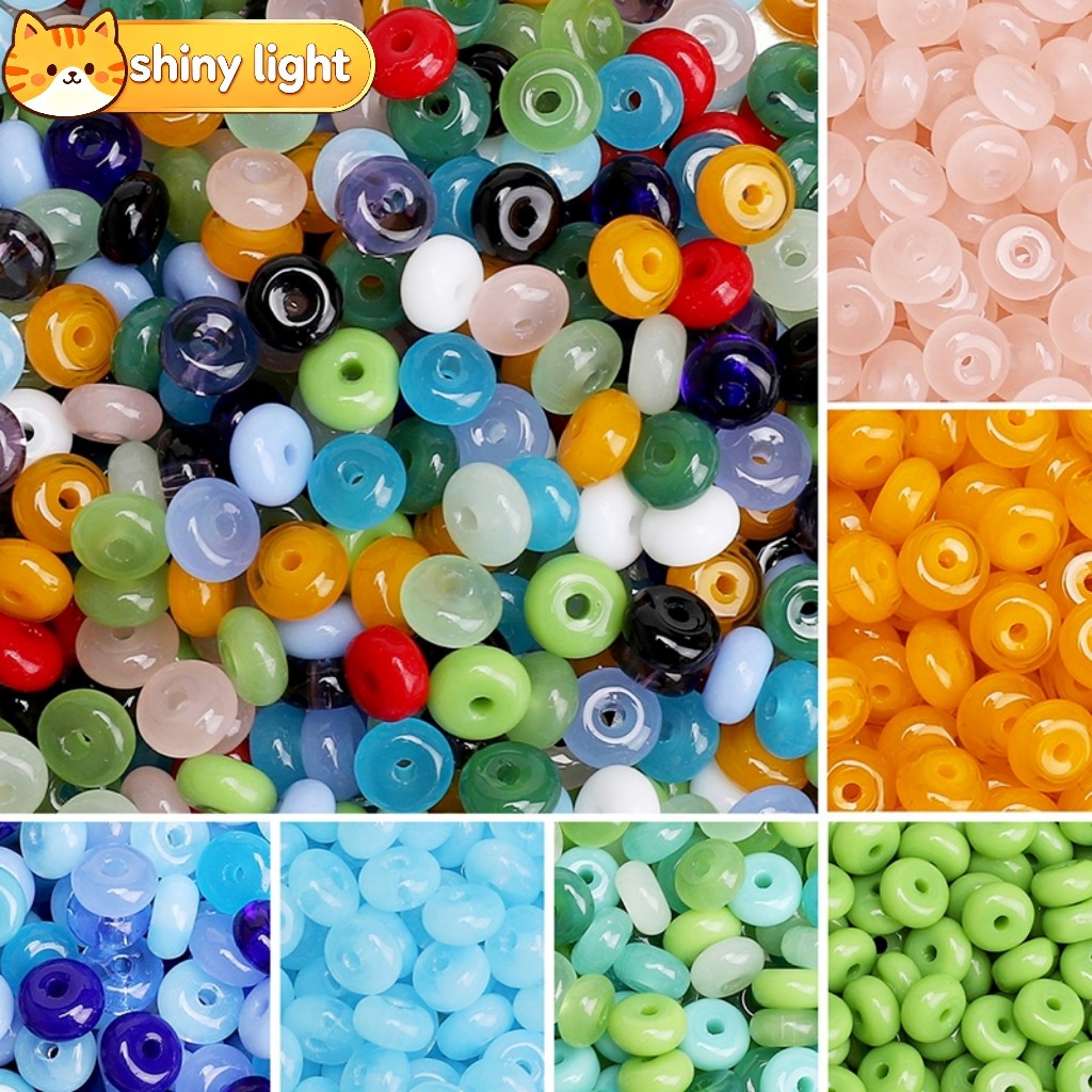 ลูกปัดแก้วทรงล้อแบนคุณภาพสูง 6x3 มม. อุปกรณ์ DIY ทำสร้อยข้อมือ สร้อยคอ งานแฮนด์เมด เครื่องประดับ