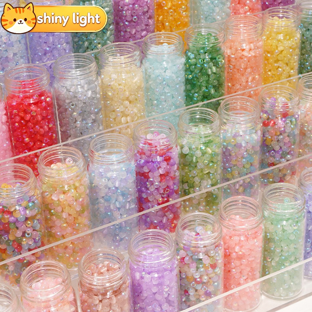ลูกปัดแก้วตาแมว Aurora ข้าว 4mm 150 ชิ้น สำหรับ DIY งานเครื่องประดับทำสร้อยข้อมือและสร้อยคอ