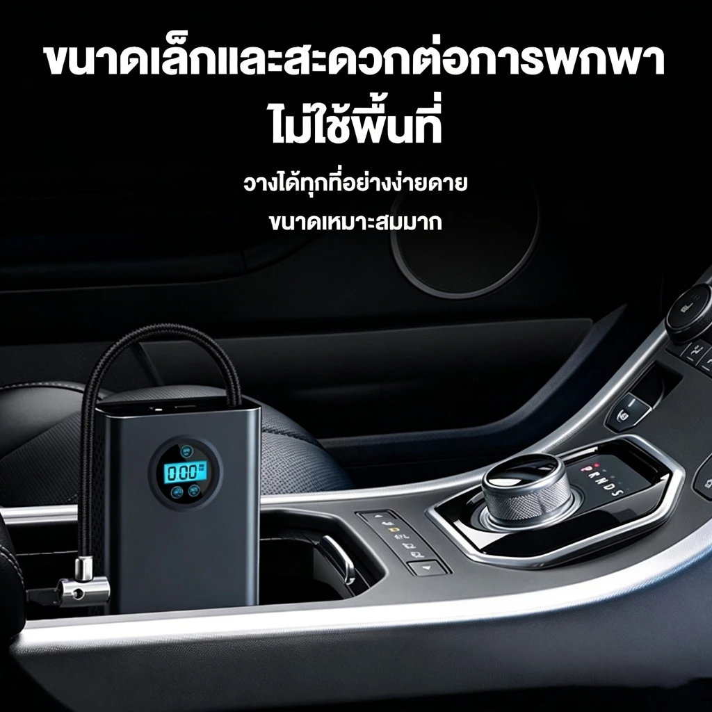 ปั้มลมพกพา ปั้มลมไฟฟ้า ที่สูบลมจักรยาน ที่เติมลม USB จอLED เครื่องเติมลมอัต การวัดแรงด ชาร์จไฟได้ thumbnail 6