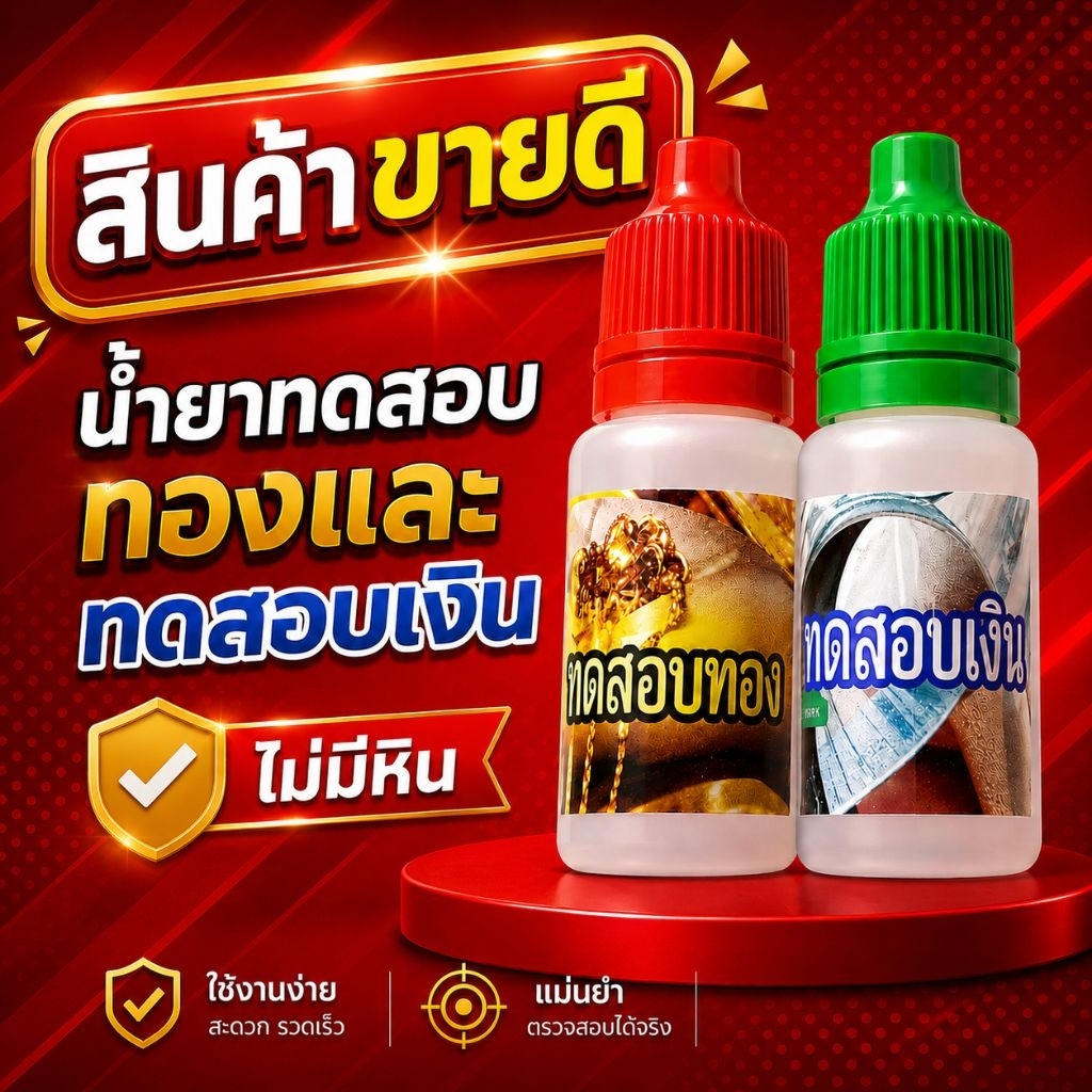 น้ำยาทดสอบทองทดสอบเงิน   ไม่มีหิน  #เหมาะสำหรับคนที่มีหินอยู่แล้ว