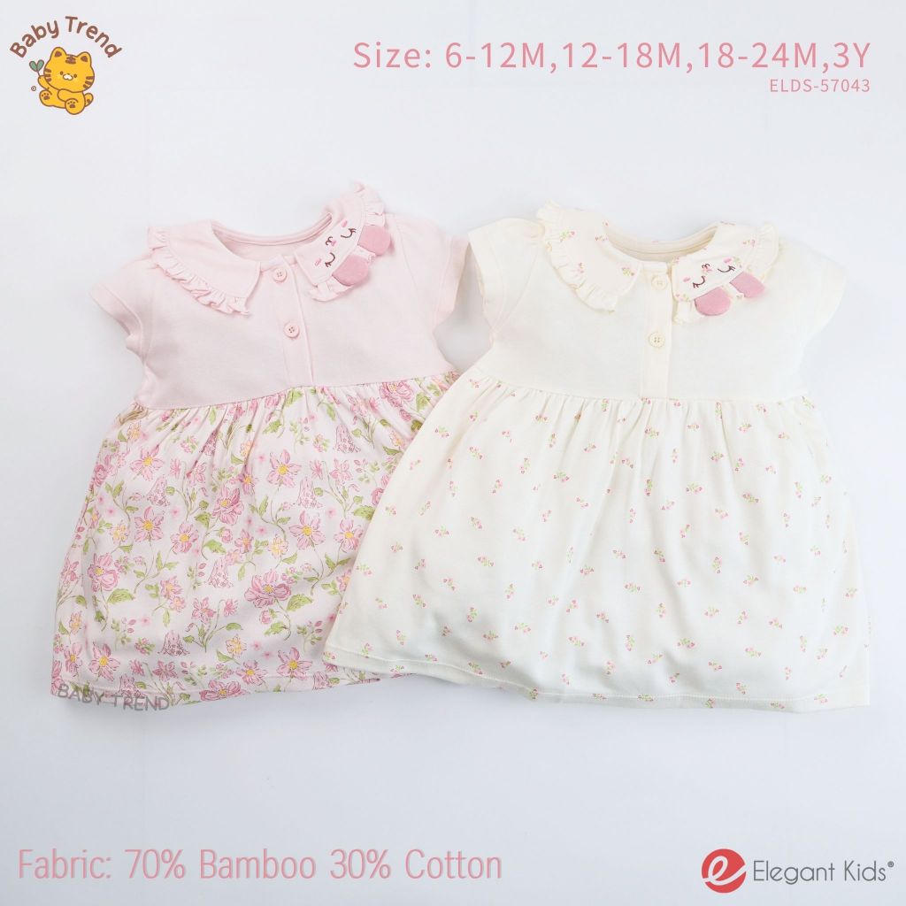 Elegant Kids ชุดเด็กผู้หญิง 6 เดือน-3 ขวบ เดรสแขนสั้น+กางเกงใน Rabbit Bamboo Collection | Babytrend