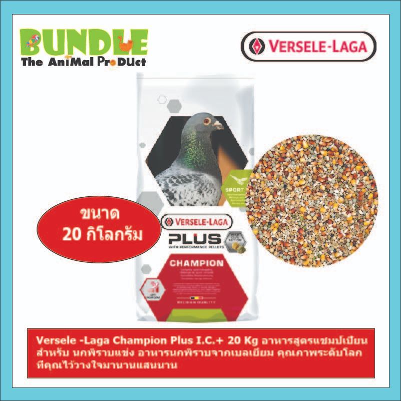 Versele -Laga Champion Plus I.C.+ 20 Kg อาหารสูตรแชมป์เปี้ยน สำหรับ นกพิราบแข่ง อาหารนกพิราบจากเบลเยี่ยม คุณภาพระดับโลก