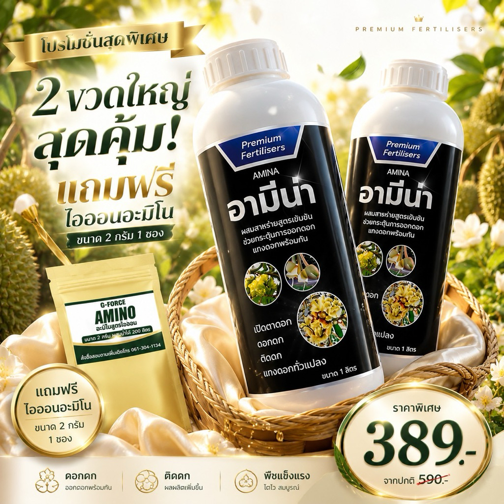เปิดตาดอก สาหร่ายสกัดเข้มข้น อามีน่า 1 ขวด 1 ลิตร โปร 2ขวด