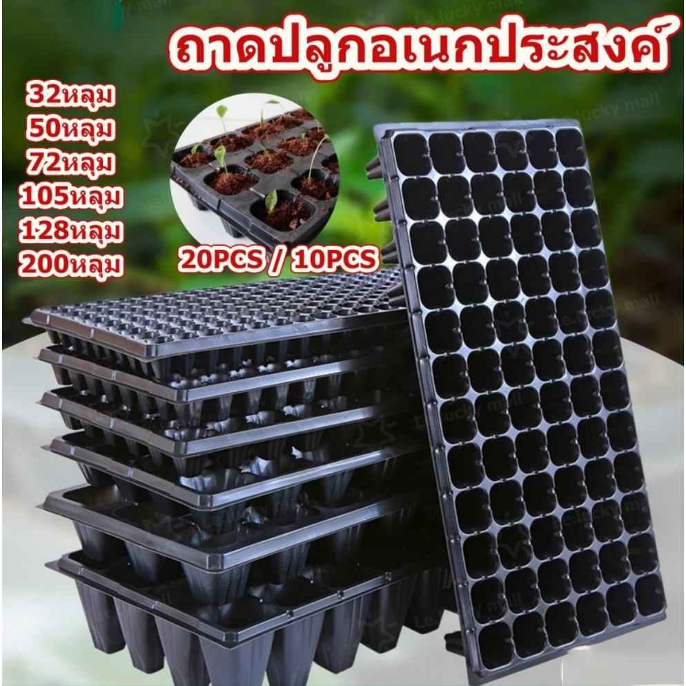 ถาดเพาะกล้าไฮโดร พลาสติกPPคุณภาพดี พร้อมฟองน้ำ เพาะเมล็ดผักสลัด 32-200หลุม กรีนโอ๊ค คอส เรดโอ๊ค ต้นอ่อน ไมโครกรีน