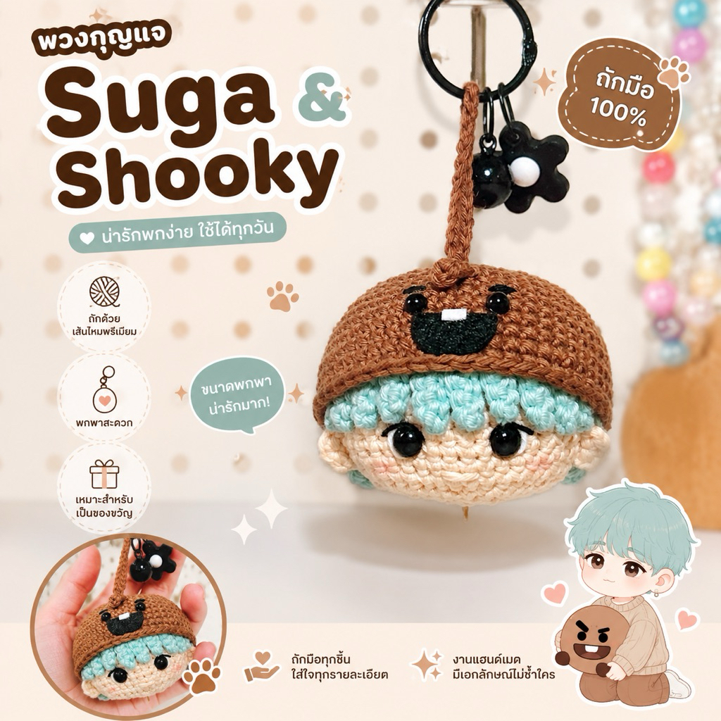 [พรีออเดอร์] พวงกุญแจ 💜Suga & Shooky🍪🍪|| BTS || BT21
