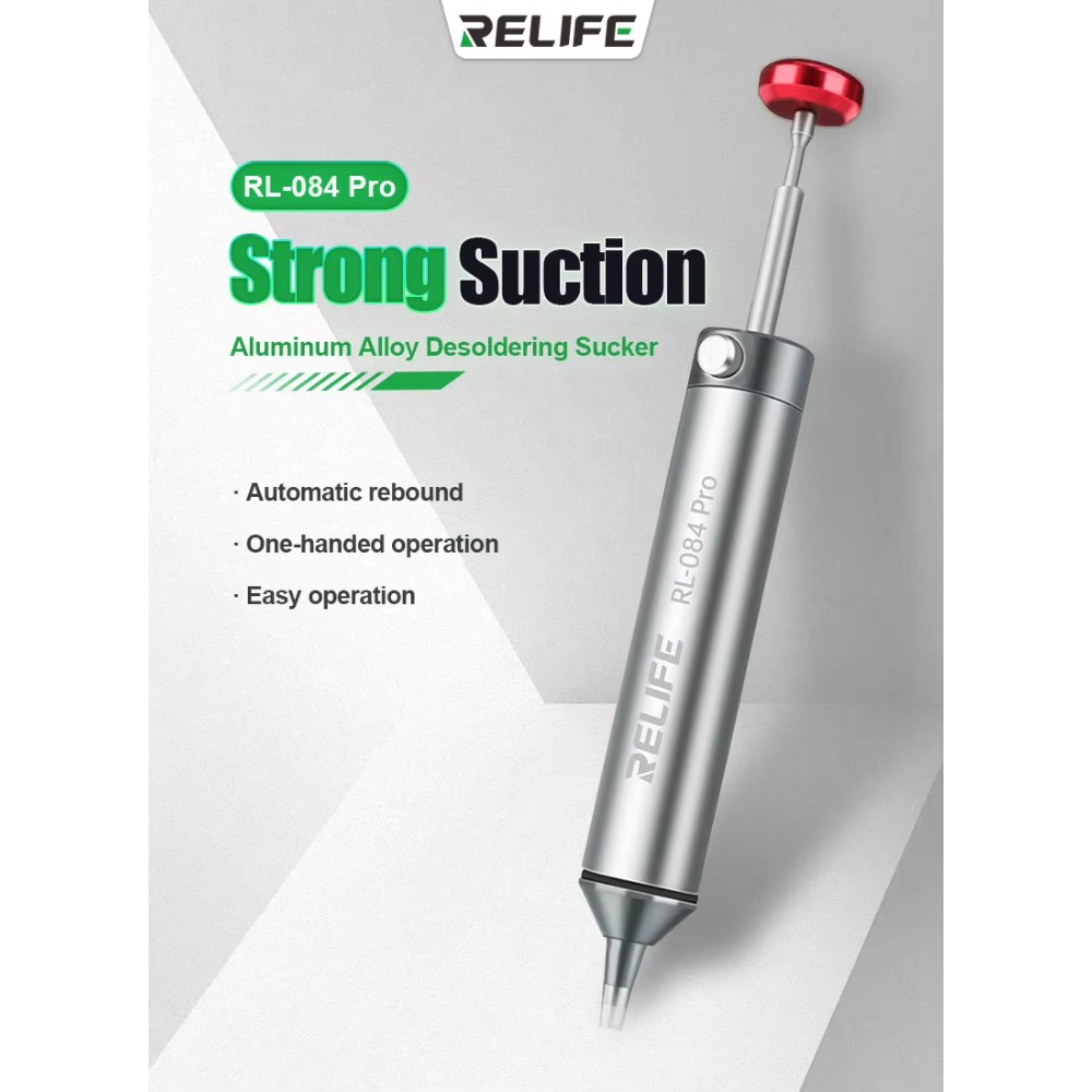 RELIFE RL-084 Pro ดูดที่แข็งแกร่งอลูมิเนียม Desoldering Sucker ที่มีประสิทธิภาพดูดสูญญากาศสําหรับ PCB การบัดกรี Removal