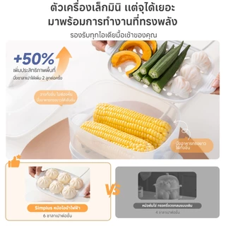 Simplus หม้อนึ่งไข่ไฟฟ้าขนาดเล็ก Electric Steamer Egg Cooker 3.12L ตัดไฟอัตโนมัติ Food Grade DZEG007