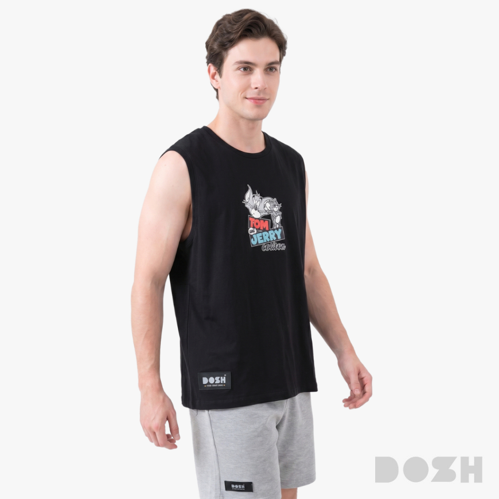 DOSH MEN'S TANK TOP TOM AND JERRYเสื้อยืดคอกลม แขนกุด DTJMT5007-BL (S-2XL)