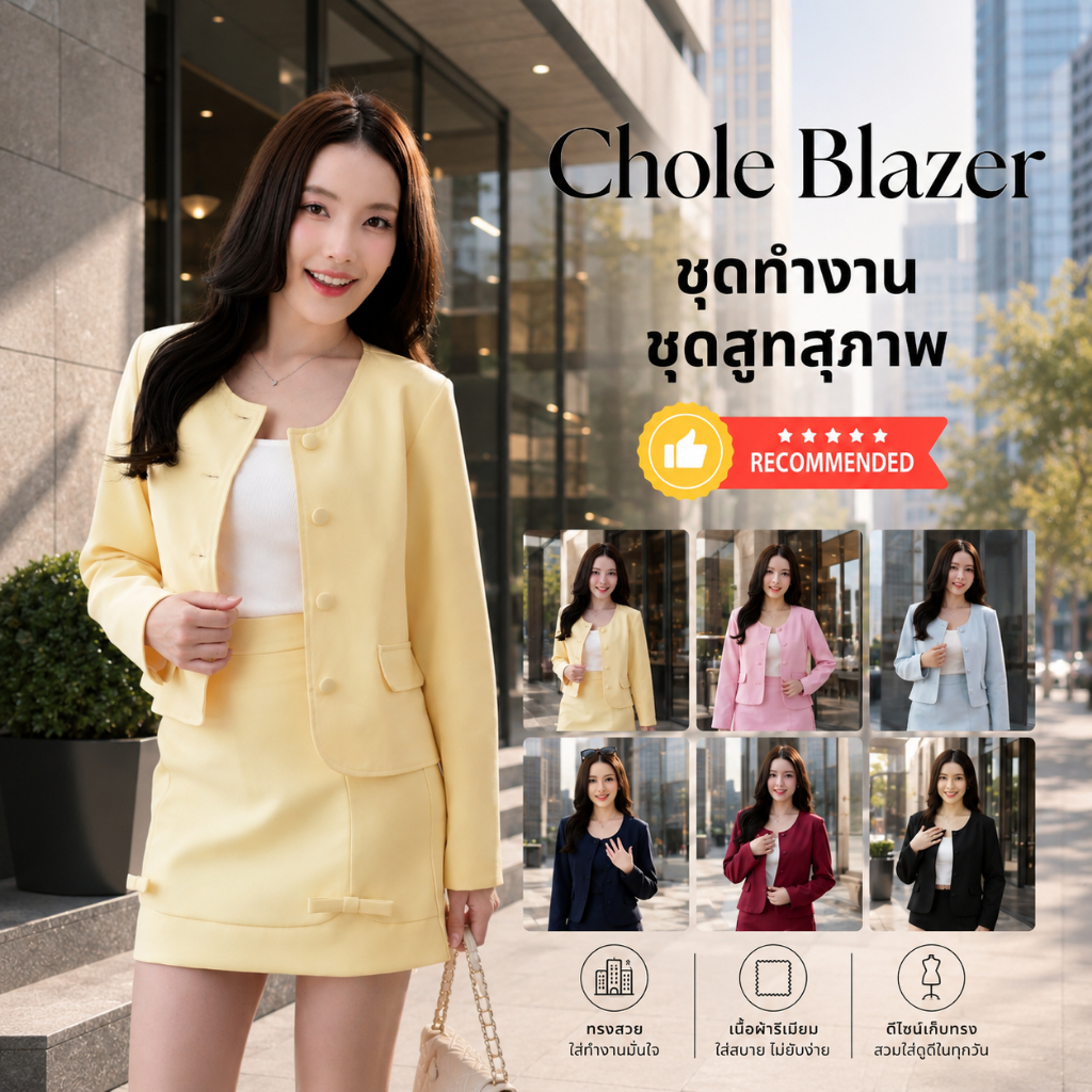 สูทแฟชั่น Blazer ใส่ทำงาน ใส่ออกงาน ใส่ไปเที่ยว รุ่น Chloe Blazer