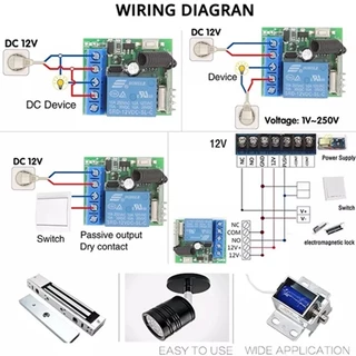 รีโมท 12V สวิตช์รีโมทไร้สาย 433Mhz 1CH รีเลย์ RF 10A อเนกประสงค์ รีโมทคอนโทรล