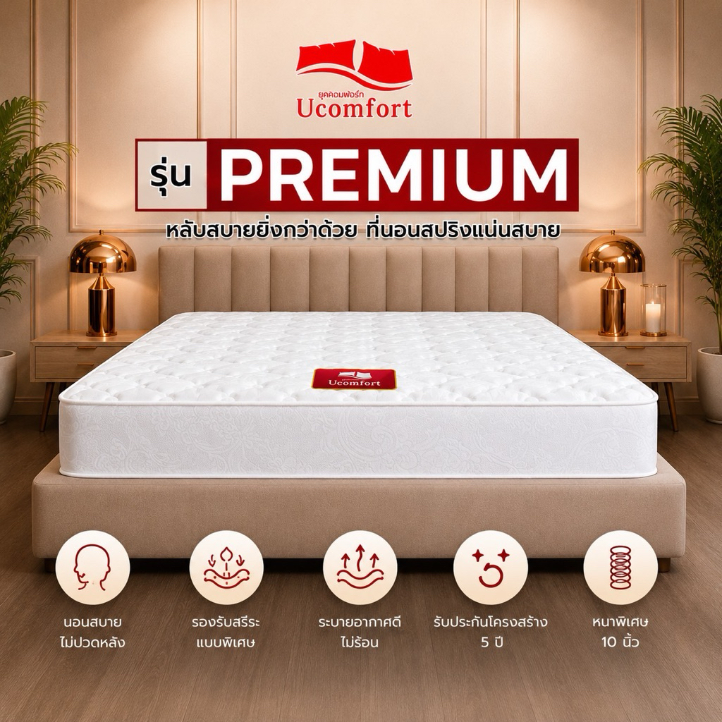 UCOMFORT รุ่น Sweetheart ที่นอนสปริง ความหนา 9 นิ้ว ส่งฟรี