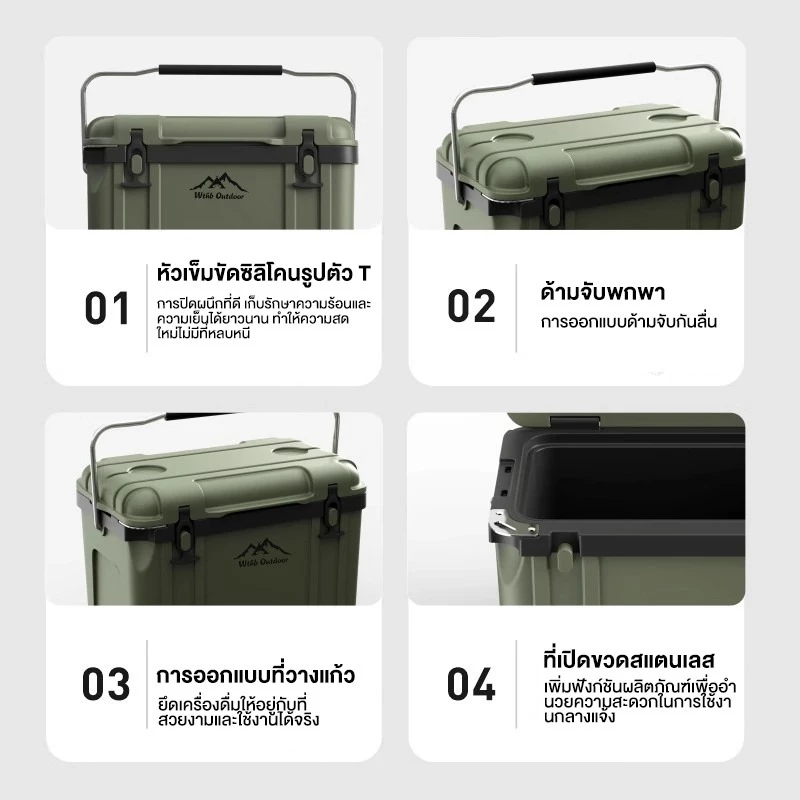 กระติกน้ำแข็งพกพา แคมป์ปิ้ง 28L เก็บความเย็น 72 ชั่วโมง thumbnail 5