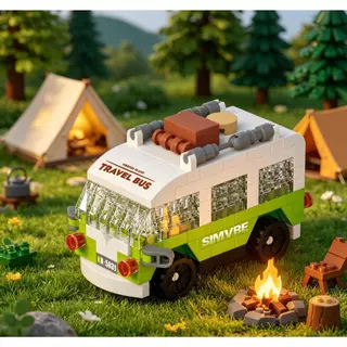 SR NEW ของเล่นตัวต่อนาโน3 มิติตัวต่อรถแคมป์ Camper Vanสไตล์มินิมอลของเล่น DIYของเล่นเสริมการเรียนรู้