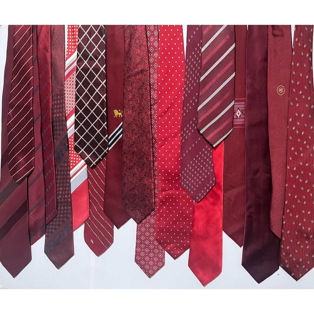 Set44❤️Red Tie เนคสีแดงแบบผูกนำเข้าญี่ปุ่นมีแบรนด์คัดเกรด