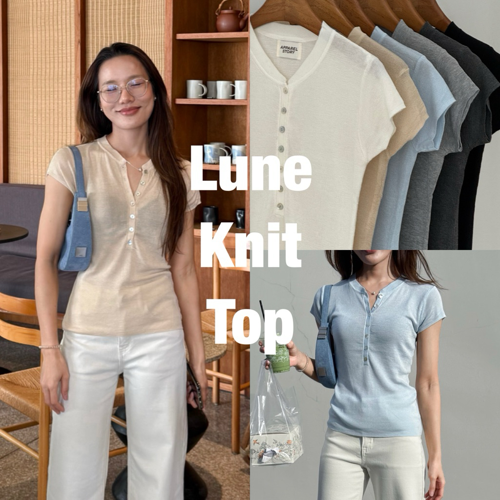Apparel story - Lune Knit Top (ลูน) เสื้อไหมพรมดีเทลคอกระดุม