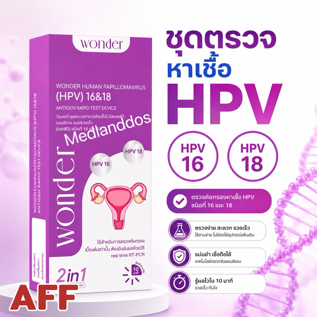 Wonder ชุดตรวจคัดกรองมะเร็งปากมดลูกด้วยตนเอง ตรวจหาเชื้อ HPV (HPV Antigen Test Kit)