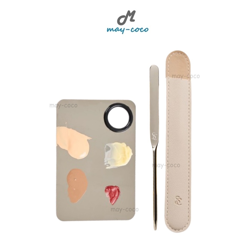 ถูก/แท้/มีไลฟ์ จานผสมรองพื้น ไม้พายแต่งหน้า Scbrush Foundation Mixing Palette/Makeup Spatula ถาดผสมรองพื้น ไม้พายรองพื้น