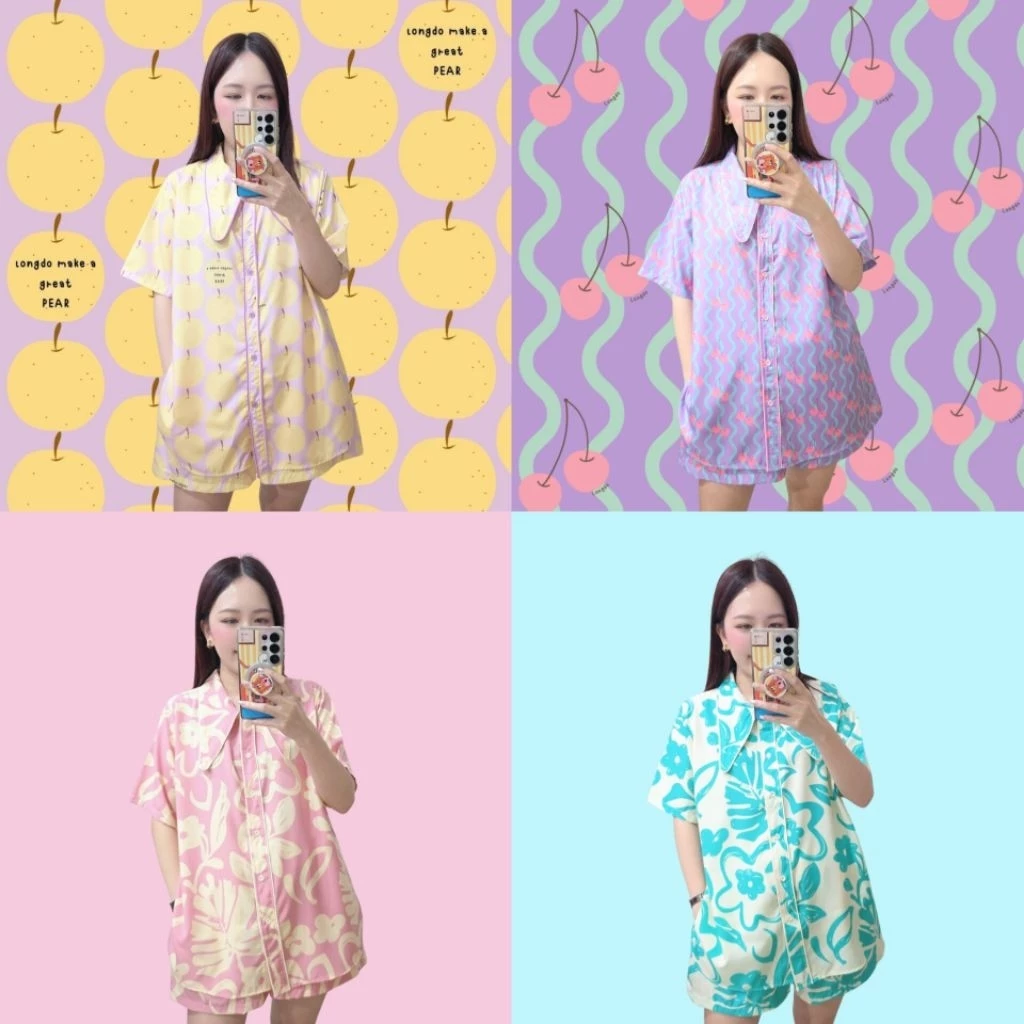 Longdopaws : Charm set ชุดเซ็ทเสื้อกุ๊นปก+กางเกงขาสั้น มีซับใน
