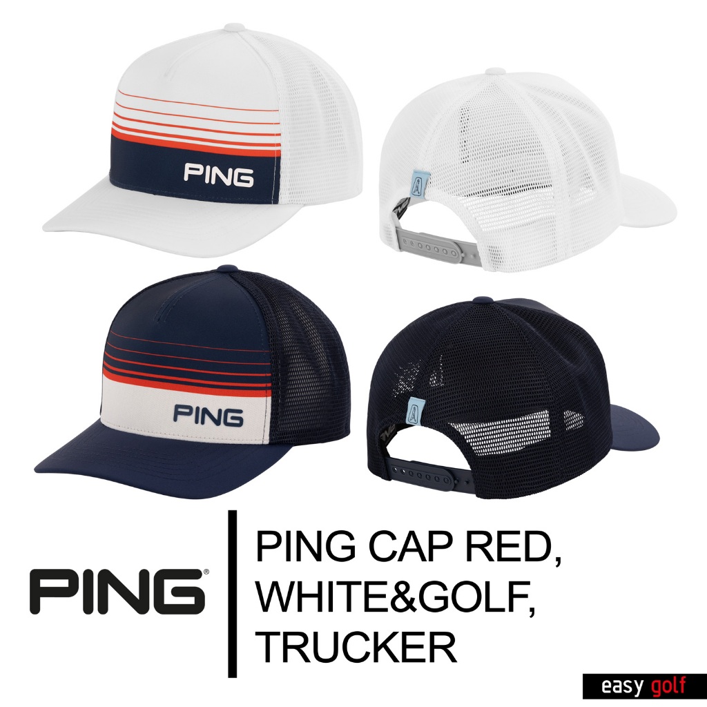 PING CAP RED,WHITE&GOLF,TRUCKER PING CAP MEN หมวกกอล์ฟ หมวกกีฬาผู้ชาย