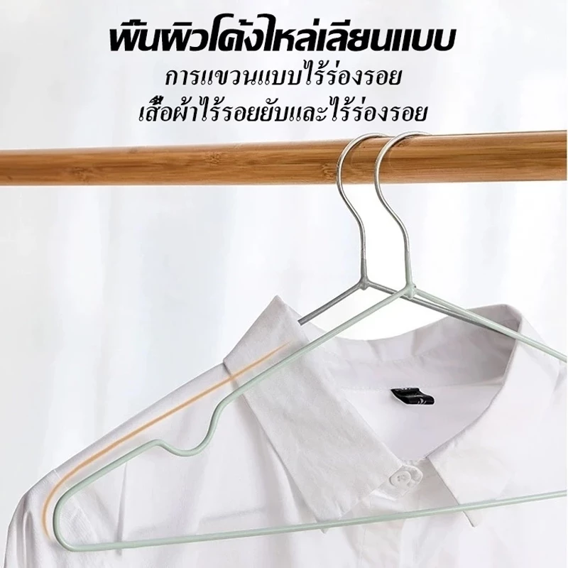 1 ชุด 10 ชิ้น จัดส่งรวดเร็ว ไม้แขวนเสื้อ ไม้แขวนเสื้อ กันลื่น เคลือบซิลิโคน แข็งแรงทนทานใช้ได้ยาวนาน แกนเป็นป้องกันสนิม thumbnail 6