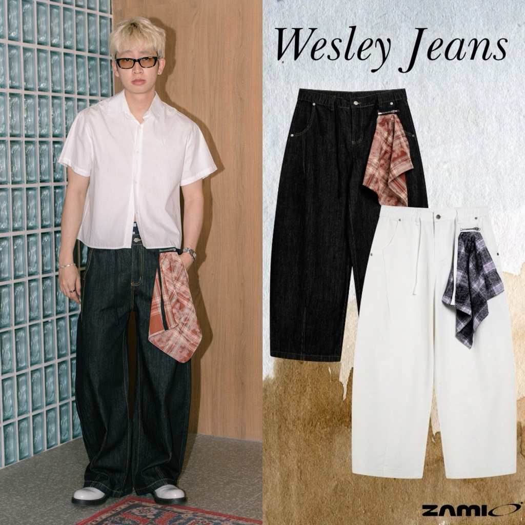 ZAMIO WESLEY JEANS กางเกงยีนส์เอวสูงทรง Barrel กระบอกใหญ่เอวยืดสม็อค