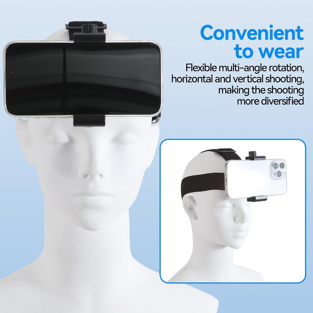 มุมมองแรกPhotographyHead Strap Mount Head Head Holder with Mobile Phone Clip forSmartphonesเหมาะสำหรับการถ่ายภาพกลางแจ้ง