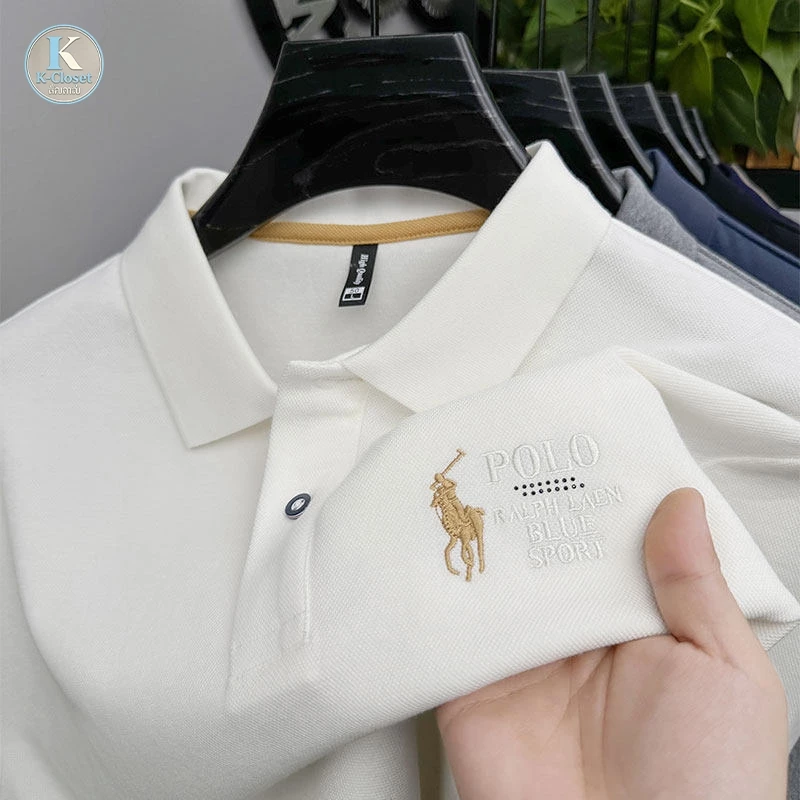 kcloset - เสื้อโปโลผู้ชาย คอตั้ง ทรงเข้ารูป แขนสั้น มีให้เลือก 5 สี ขนาด M-3XL
