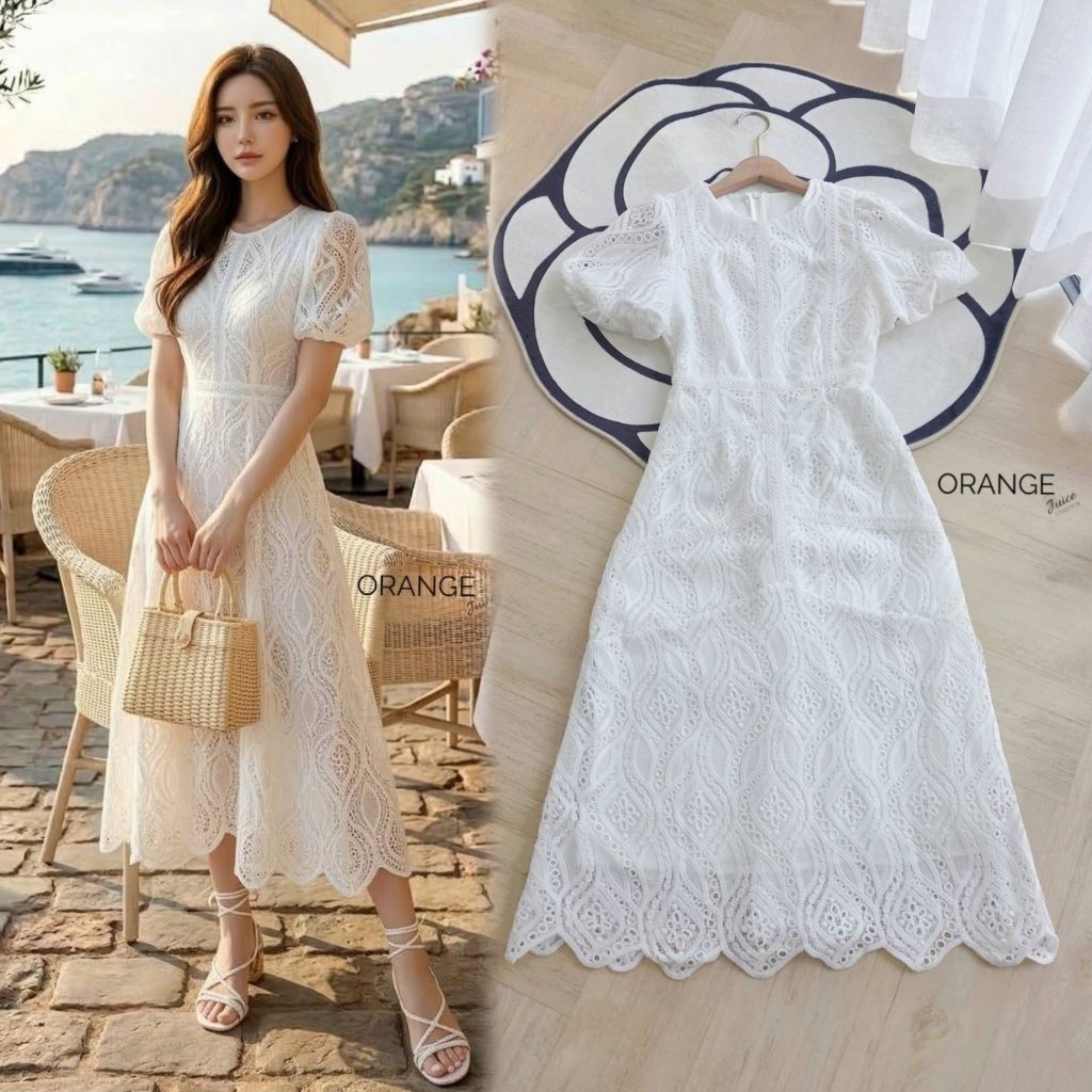 ครบไซซ์ S-5XLเดรสขาวสวยสง่า!!! Maxi Dress เดรสสาวอวบ