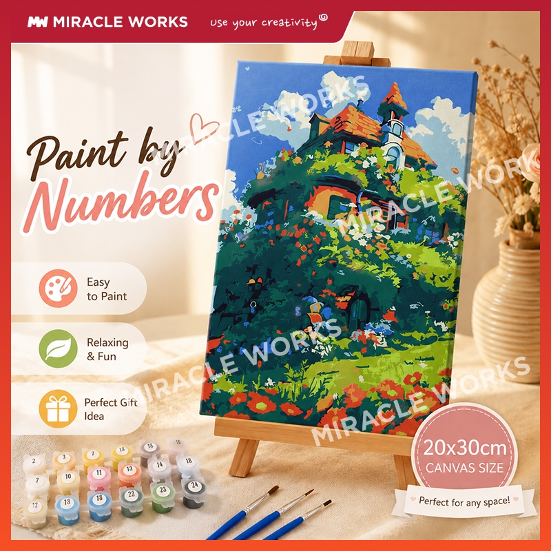 MW ระบายสีตามตัวเลข 30x40ซม มีเฟรม ภาพวาดตกแต่งอะคริลิก ของขวัญ DIY สำหรับเด็ก คู่
