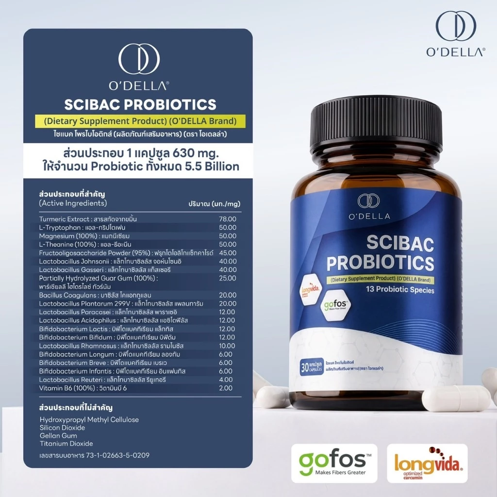 O'DELLA SCIBAC PROBIOTICS : อาหารเสริมโพรไบโอติกส์ชนิดแคปซูล จำนวน 30 แคปซูล thumbnail 5
