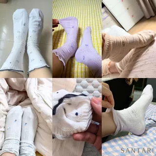 𝗦𝗔𝗡𝗧𝗔𝗥𝗜 𝗖𝗼𝘇𝘆 𝗙𝗹𝗼𝗿𝗮𝗹 | 🌙 ถุงเท้าใส่นอน พรีเมี่ยม LYCRA® ถุงเท้าห้องแอร์ นุ่มพิเศษ ไม่รัดข้อ ลดเท้าเย็น 10A กันแบคทีเรีย