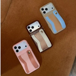 ZENE - (17 series) Adèle Hand Strap Caviar เคสหนังคาเวียร์ใส่บัตร คลุมรอบเครื่อง มีสายคาดตั้งได้ Z10