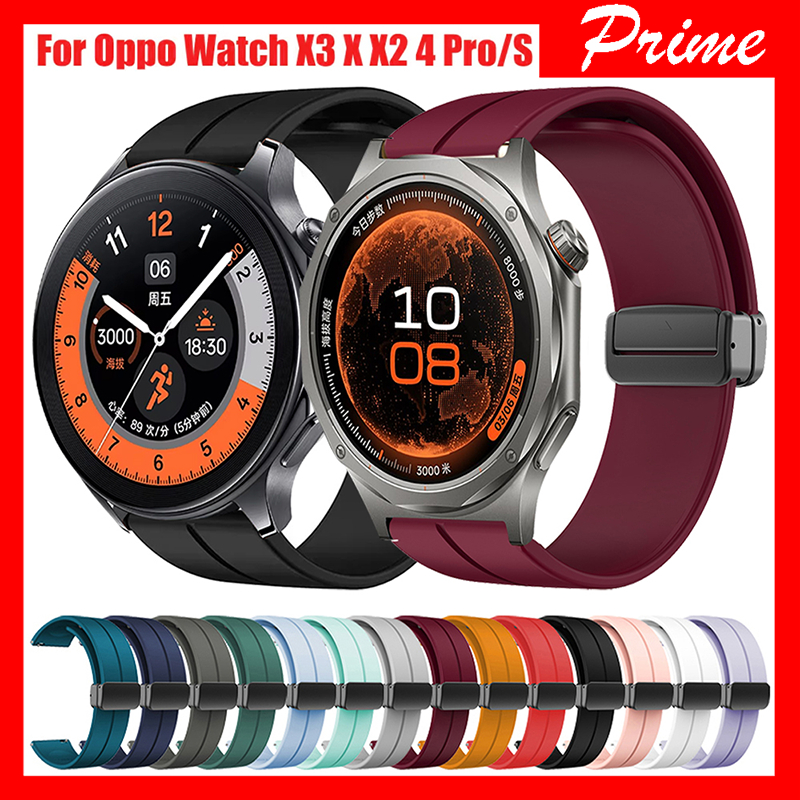 สายรัดแม่เหล็กซิลิโคน 22 มม. สำหรับนาฬิกา OPPO S/X3/X2/X/4 pro สายรัดข้อมือสำหรับนาฬิกา Oneplus 4 47mm/3 46mm / 2 / 2R