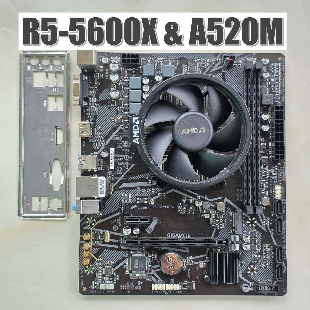 cpu r5 5600x & mb gigabyte a520m k ประกัน 03/2027 สินค้ามือสอง