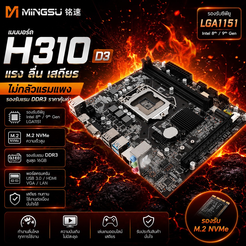 B150 H310M DDR3 LGA1151 เมนบอร์ดคอมพิวเตอร์เมนบอร์ด Gigabit 2RAM 1000 Mbps motherboard สนับสนุน i7 9700k