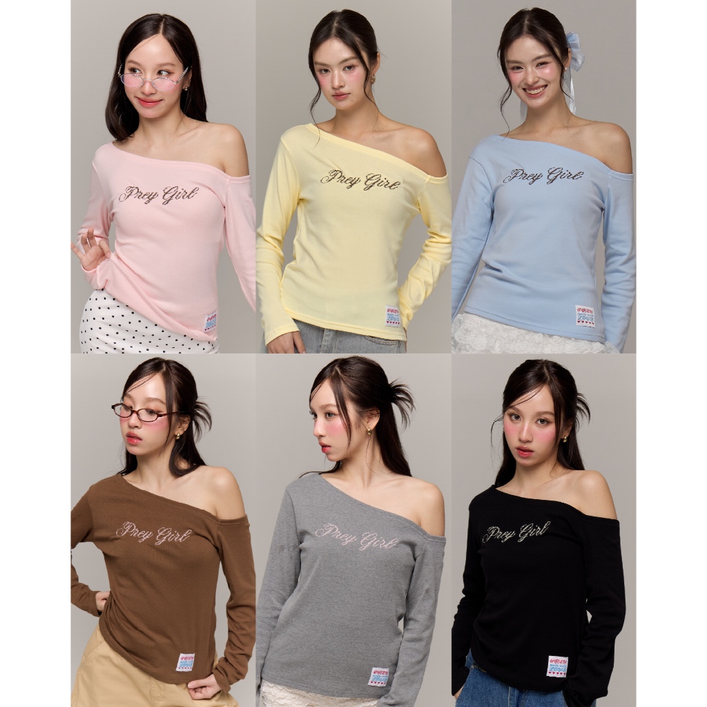 prey เสื้อปาดไหล่ prey tiny stitch top