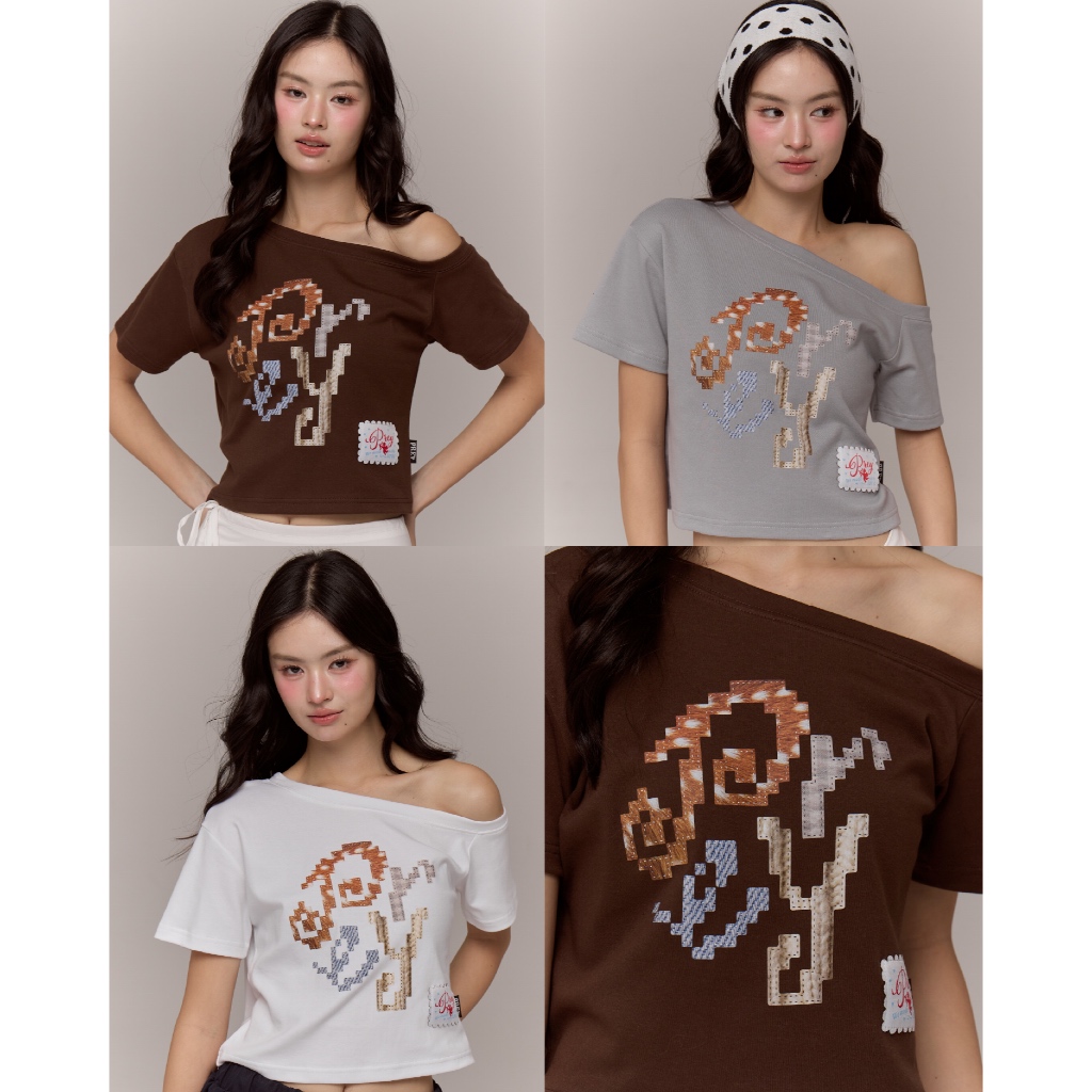 prey เสื้อปาดไหล่ Tiny whim off shoulder