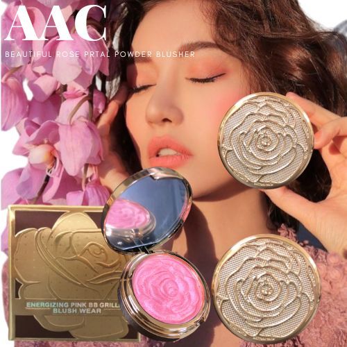 บลัชออน AAC Energizing Pink BB Grilled Blush Wear เอเอซี บลัชออน ตลับทองหรู ในตลับเนื้อลายกุหลาบ
